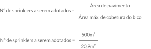 número de sprinklers a serem adotados