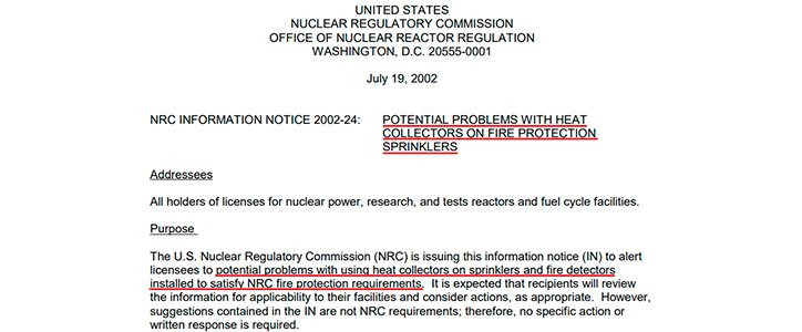 Carta de recomendação da Comissão Reguladora Nuclear dos EUA (NRC) - 2002