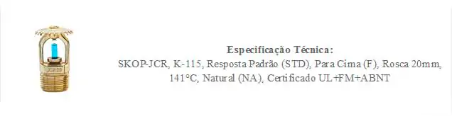 especificação técnica sprinkler jcr k-115