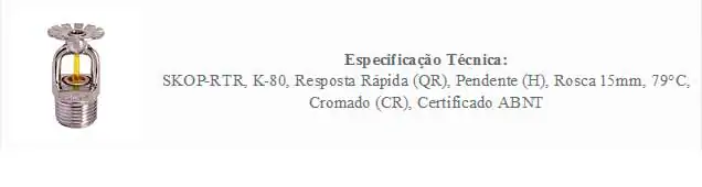 especificação técnica sprinkler rtr k-80